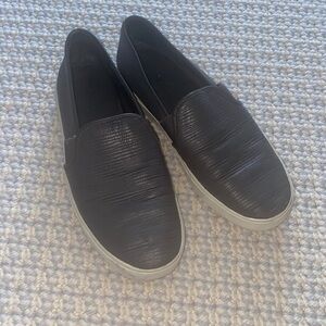 Vince Grey Leather Slip Ons